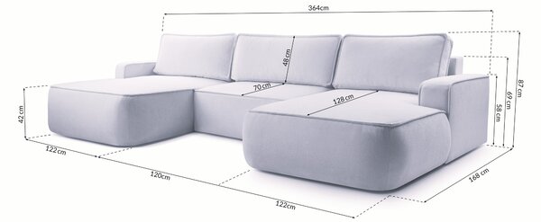 Masseno Narożnik SOLO z funkcją spania i pojemnikiem na pościel Narozniki U, Rozkładana sofa - Beżowy, GERRA 15