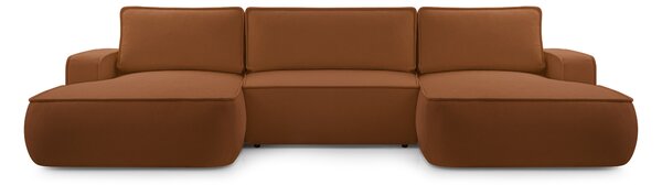 Masseno Narożnik SOLO z funkcją spania i pojemnikiem na pościel Narozniki U, Rozkładana sofa - Ceglasty, GERRA 25