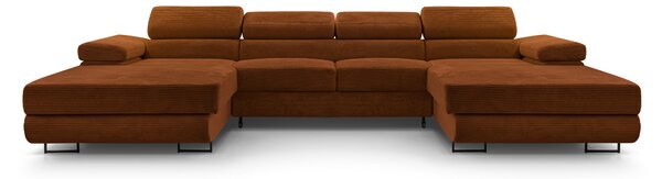 Masseno Narożnik GIULIO z funkcją spania i pojemnikiem na pościel Narozniki U, Rozkładana sofa - Ceglasty, POSO 39