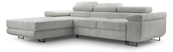 Masseno Narożnik GIULIO z funkcją spania i pojemnikiem na pościel Narozniki L, Rozkładana sofa - Szary, POSO 55