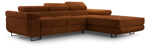 Masseno Narożnik GIULIO z funkcją spania i pojemnikiem na pościel Narozniki L, Rozkładana sofa - Ceglasty, POSO 39