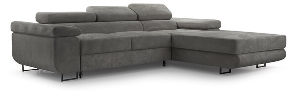 Masseno Narożnik GIULIO z funkcją spania i pojemnikiem na pościel Narozniki L, Rozkładana sofa - Szary, POSO 60