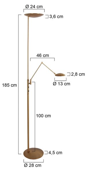Steinhauer Lampa stojąca Daphne, możliwość ściemniania, brązowy / mosiężny, salon / jadalnia, metal, nowoczesny