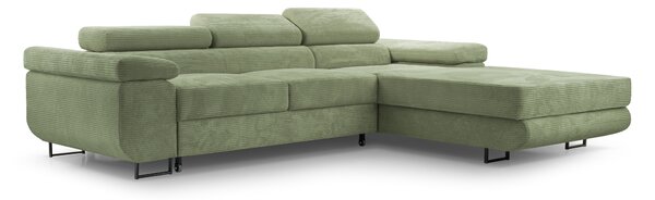 Masseno Narożnik GIULIO z funkcją spania i pojemnikiem na pościel Narozniki L, Rozkładana sofa - Zielony, POSO 47