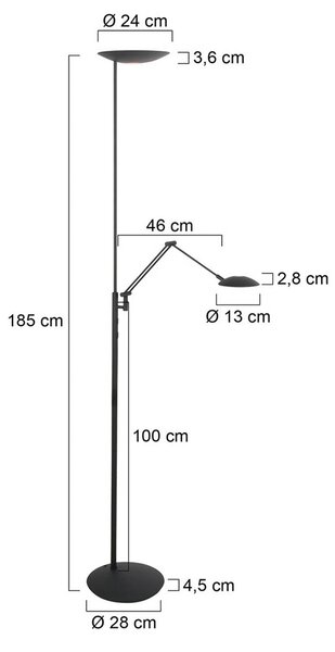 Steinhauer Lampa stojąca Daphne, możliwość ściemniania, czarny, salon / jadalnia, metal, nowoczesny