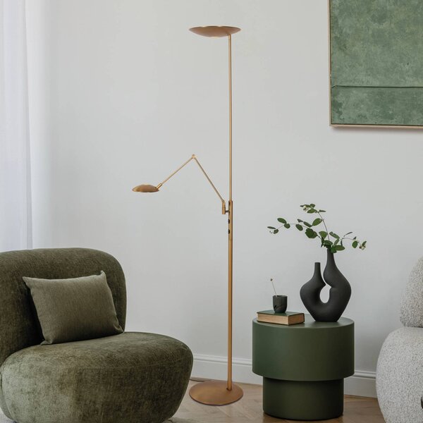Steinhauer Lampa stojąca Daphne, możliwość ściemniania, brązowy / mosiężny, salon / jadalnia, metal, nowoczesny