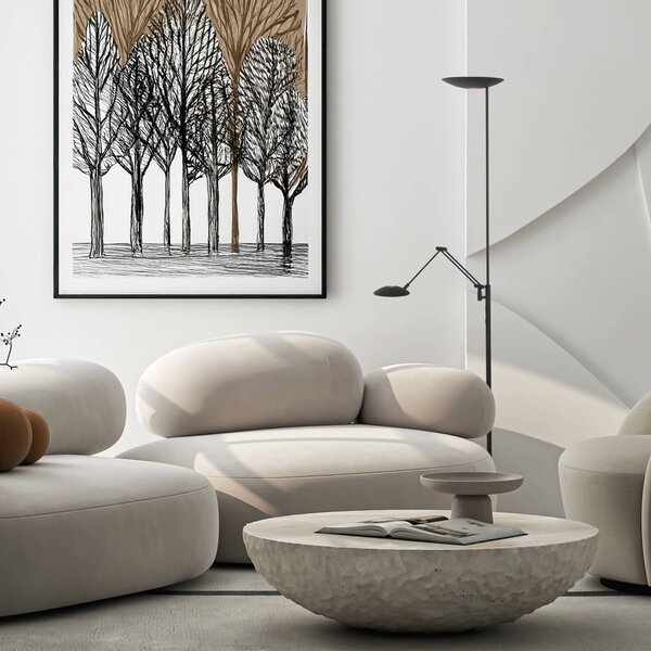 Steinhauer Lampa stojąca Daphne, możliwość ściemniania, czarny, salon / jadalnia, metal, nowoczesny