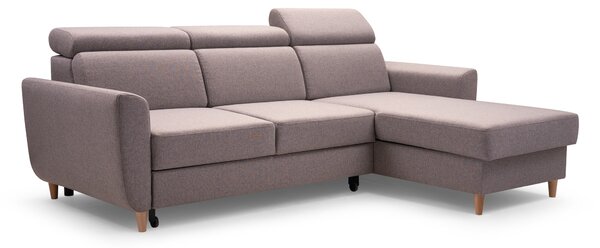 Masseno Narożnik SAPORE z funkcją spania i pojemnikiem na pościel Narozniki L, Rozkładana sofa - Beżowy, DENVER 05