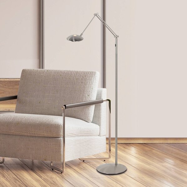 Steinhauer Lampa stojąca Daphne, możliwość ściemniania, aluminiowy / szary / cynkowy, salon / jadalnia, metal, nowoczesny