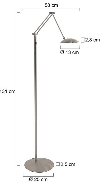 Steinhauer Lampa stojąca Daphne, możliwość ściemniania, aluminiowy / szary / cynkowy, salon / jadalnia, metal, nowoczesny