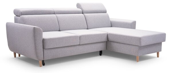 Masseno Narożnik SAPORE z funkcją spania i pojemnikiem na pościel Narozniki L, Rozkładana sofa - Szary, DENVER 16