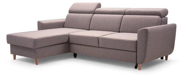 Masseno Narożnik SAPORE z funkcją spania i pojemnikiem na pościel Narozniki L, Rozkładana sofa - Beżowy, DENVER 05
