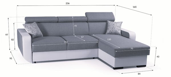 Masseno Narożnik PALAZZO z funkcją spania i pojemnikiem na pościel Narozniki L, Rozkładana sofa - Beżowy, INARI 22+MADRYT 926