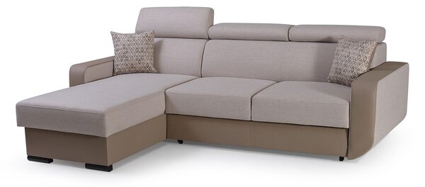 Masseno Narożnik PALAZZO z funkcją spania i pojemnikiem na pościel Narozniki L, Rozkładana sofa - Beżowy, INARI 22+MADRYT 926