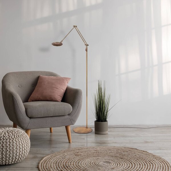 Steinhauer Lampa stojąca Zenith, możliwość ściemniania, brązowy / mosiężny, salon / jadalnia, metal, nowoczesny