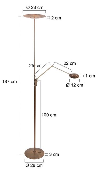 Steinhauer Lampa stojąca Zenith, możliwość ściemniania, brązowy / mosiężny, salon / jadalnia, metal, nowoczesny