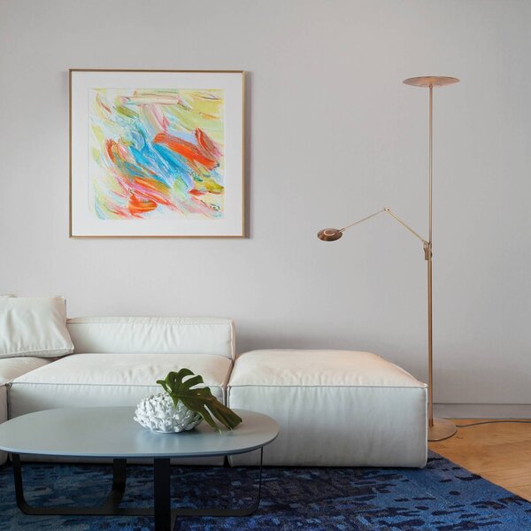 Steinhauer Lampa stojąca Zenith, możliwość ściemniania, brązowy / mosiężny, salon / jadalnia, metal, nowoczesny