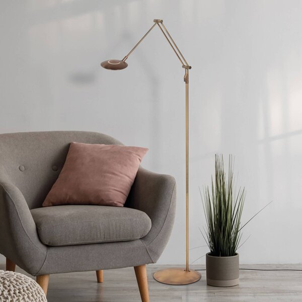 Steinhauer Lampa stojąca Zenith, możliwość ściemniania, brązowy / mosiężny, salon / jadalnia, metal, nowoczesny