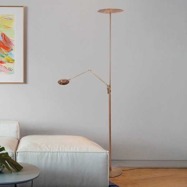 Steinhauer Lampa stojąca Zenith, możliwość ściemniania, brązowy / mosiężny, salon / jadalnia, metal, nowoczesny