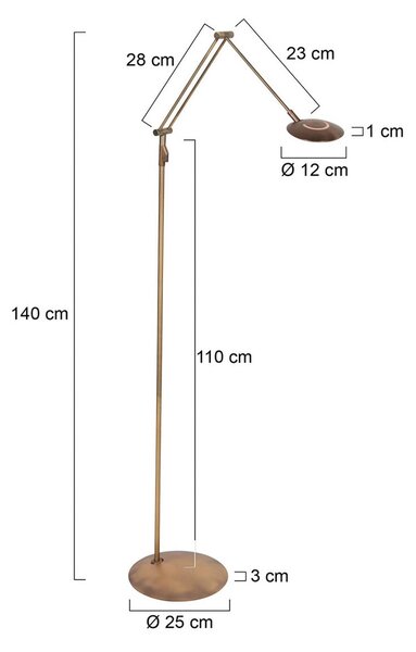 Steinhauer Lampa stojąca Zenith, możliwość ściemniania, brązowy / mosiężny, salon / jadalnia, metal, nowoczesny