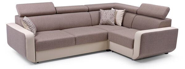 Masseno Narożnik MIRA z funkcją spania i pojemnikiem na pościel Narozniki L, Rozkładana sofa - Brązowy, INARI 23+MADRYT 912