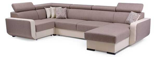 Masseno Narożnik PALAZZO z funkcją spania i pojemnikiem na pościel Narozniki U, Rozkładana sofa - Brązowy, INARI 23+MADRYT 912
