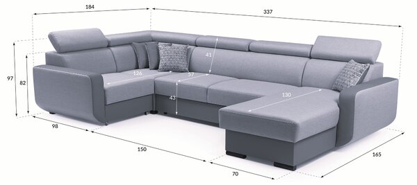Masseno Narożnik PALAZZO z funkcją spania i pojemnikiem na pościel Narozniki U, Rozkładana sofa - Brązowy, INARI 23+MADRYT 912