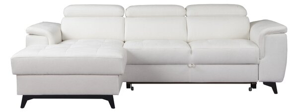 Masseno Narożnik VOLA z funkcją spania i pojemnikiem na pościel Narozniki L, Rozkładana sofa - Biały, BUBBLE 1