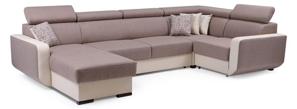 Masseno Narożnik PALAZZO z funkcją spania i pojemnikiem na pościel Narozniki U, Rozkładana sofa - Brązowy, INARI 23+MADRYT 912