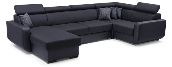 Masseno Narożnik PALAZZO z funkcją spania i pojemnikiem na pościel Narozniki U, Rozkładana sofa - Czarny, INARI 100+MADRYT 910