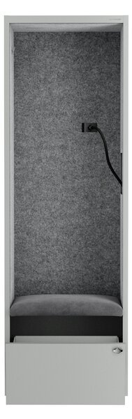 Szafa z siedziskiem i strefą wyciszenia SALLY MentalBox, szary korpus, szare siedzisko, 1850 x 600 x 400 mm