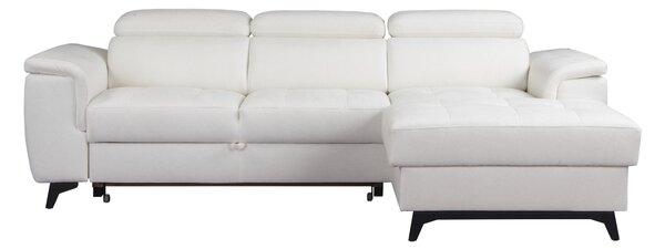 Masseno Narożnik VOLA z funkcją spania i pojemnikiem na pościel Narozniki L, Rozkładana sofa - Biały, BUBBLE 1