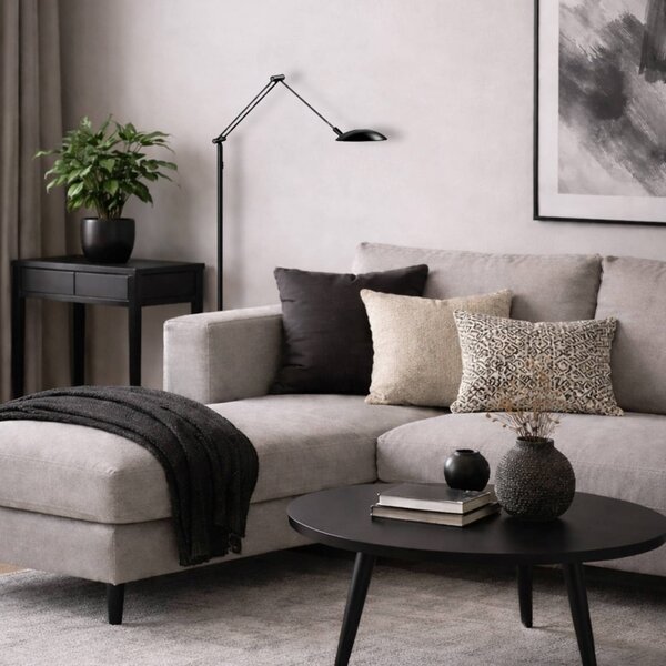 Steinhauer Lampa stojąca Daphne, możliwość ściemniania, czarny, salon / jadalnia, metal, nowoczesny