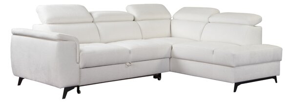 Masseno Narożnik VOLA z funkcją spania i pojemnikiem na pościel Narozniki L, Rozkładana sofa - Biały, BUBBLE 1