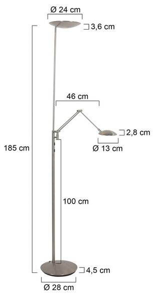 Steinhauer Lampa stojąca Daphne, możliwość ściemniania, aluminiowy / szary / cynkowy, salon / jadalnia, metal, nowoczesny