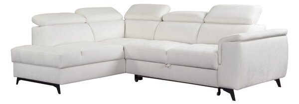 Masseno Narożnik VOLA z funkcją spania i pojemnikiem na pościel Narozniki L, Rozkładana sofa - Biały, BUBBLE 1