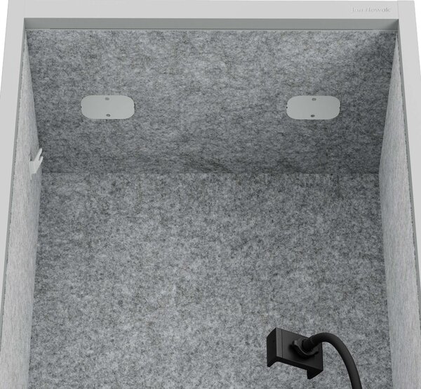 Szafa z siedziskiem i strefą wyciszenia SALLY MentalBox, szary korpus, szare siedzisko, 1850 x 600 x 400 mm
