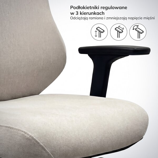 Ergonomiczny fotel biurowy jasnobeżowy AXIS
