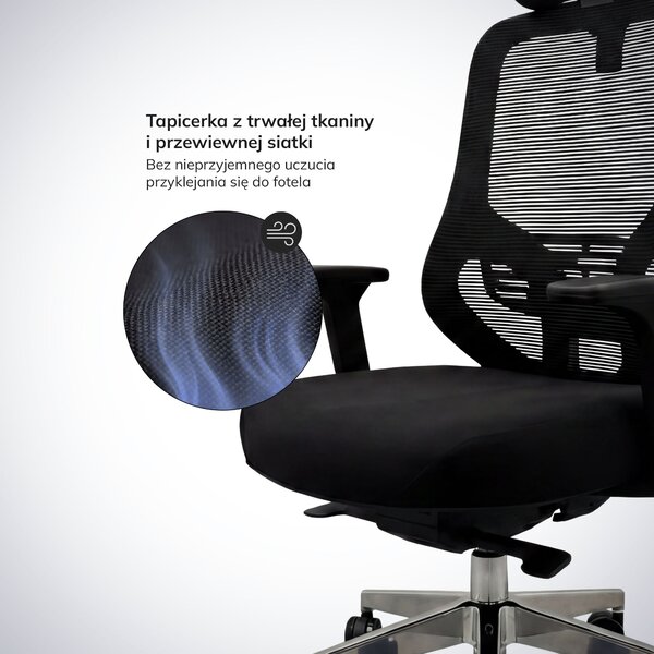 Ergonomiczny fotel biurowy z siatką czarny AXIS