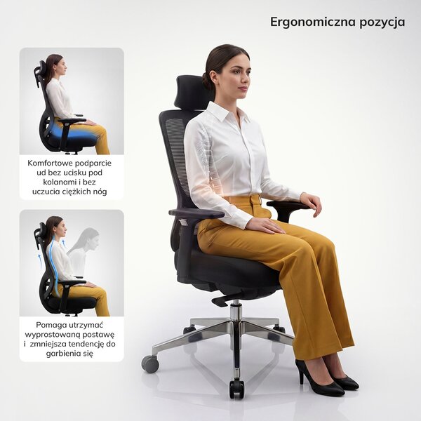 Ergonomiczny fotel biurowy z siatką czarny AXIS