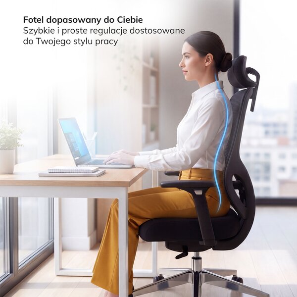 Ergonomiczny fotel biurowy z siatką czarny AXIS
