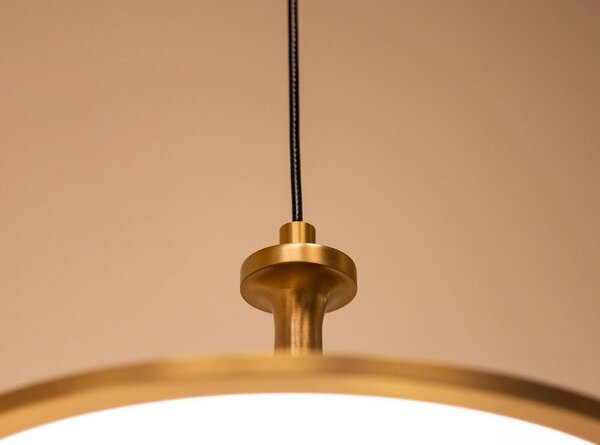 Elstead Lampa wisząca Issa, możliwość ściemniania, mosiężny / złoty, salon / jadalnia, aluminium, vintage