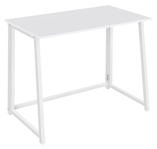 Zestaw do biura ZARIMO stół 80x40 cm, biały + krzesło AVOLA z eko skóry, różowe