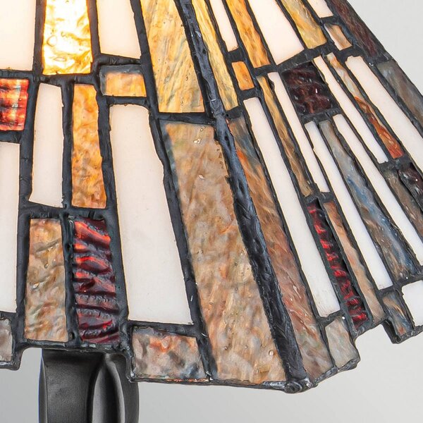 QUOIZEL Lampa stołowa Inglenook, brązowy / mosiężny, salon / jadalnia, metal, tiffany