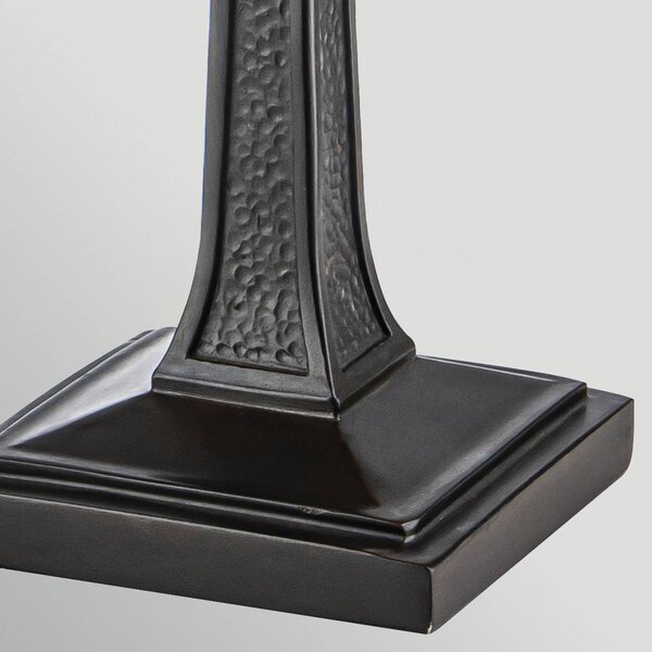 QUOIZEL Lampa stołowa Inglenook, brązowy / mosiężny, salon / jadalnia, metal, tiffany