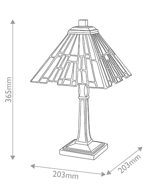 QUOIZEL Lampa stołowa Inglenook, brązowy / mosiężny, salon / jadalnia, metal, tiffany