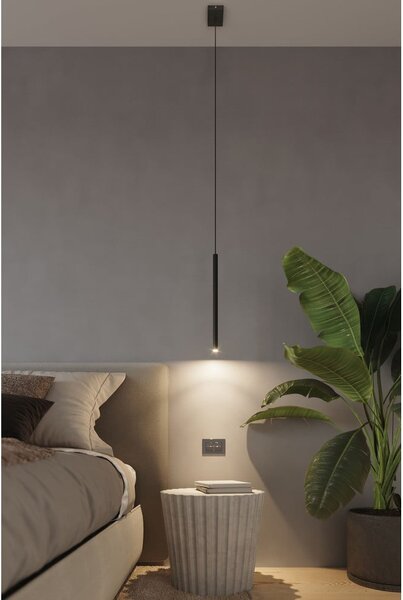 Czarna lampa wisząca Sollux Fideus Single