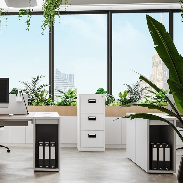 Szafa kartotekowa metalowa z 3 szufladami biała, 460x1020x620 mm: SARA