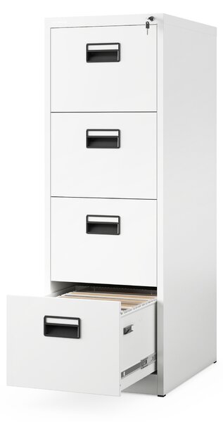 Szafa kartotekowa metalowa z 4 szufladami biała, 460x1320x620 mm: SARA