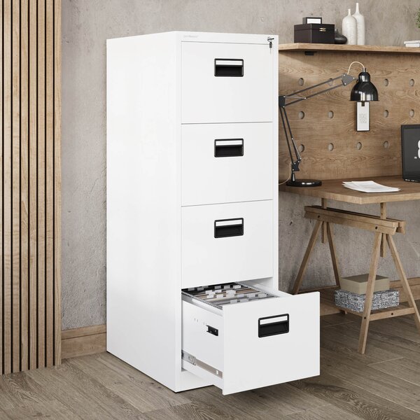 Szafa kartotekowa metalowa z 4 szufladami biała, 460x1320x620 mm: SARA